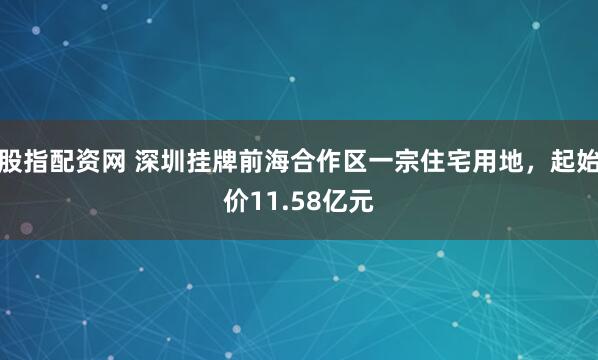 股指配资网 深圳挂牌前海合作区一宗住宅用地，起始价11.58亿元
